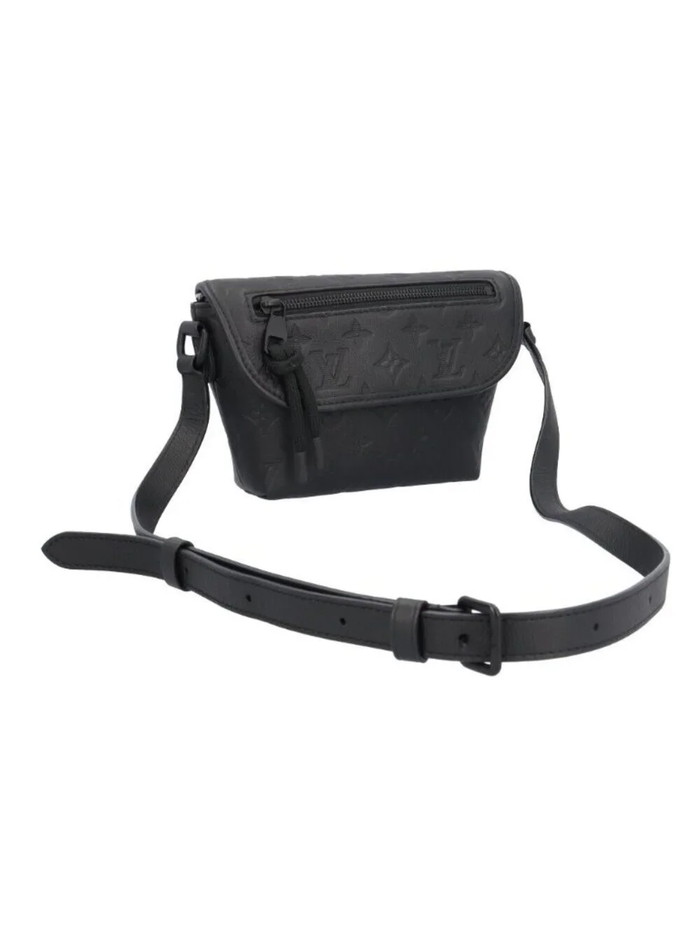 Louis Vuitton Pulse Wearable Wallet Monogram Shadow Shoulder Bag Leather Black
